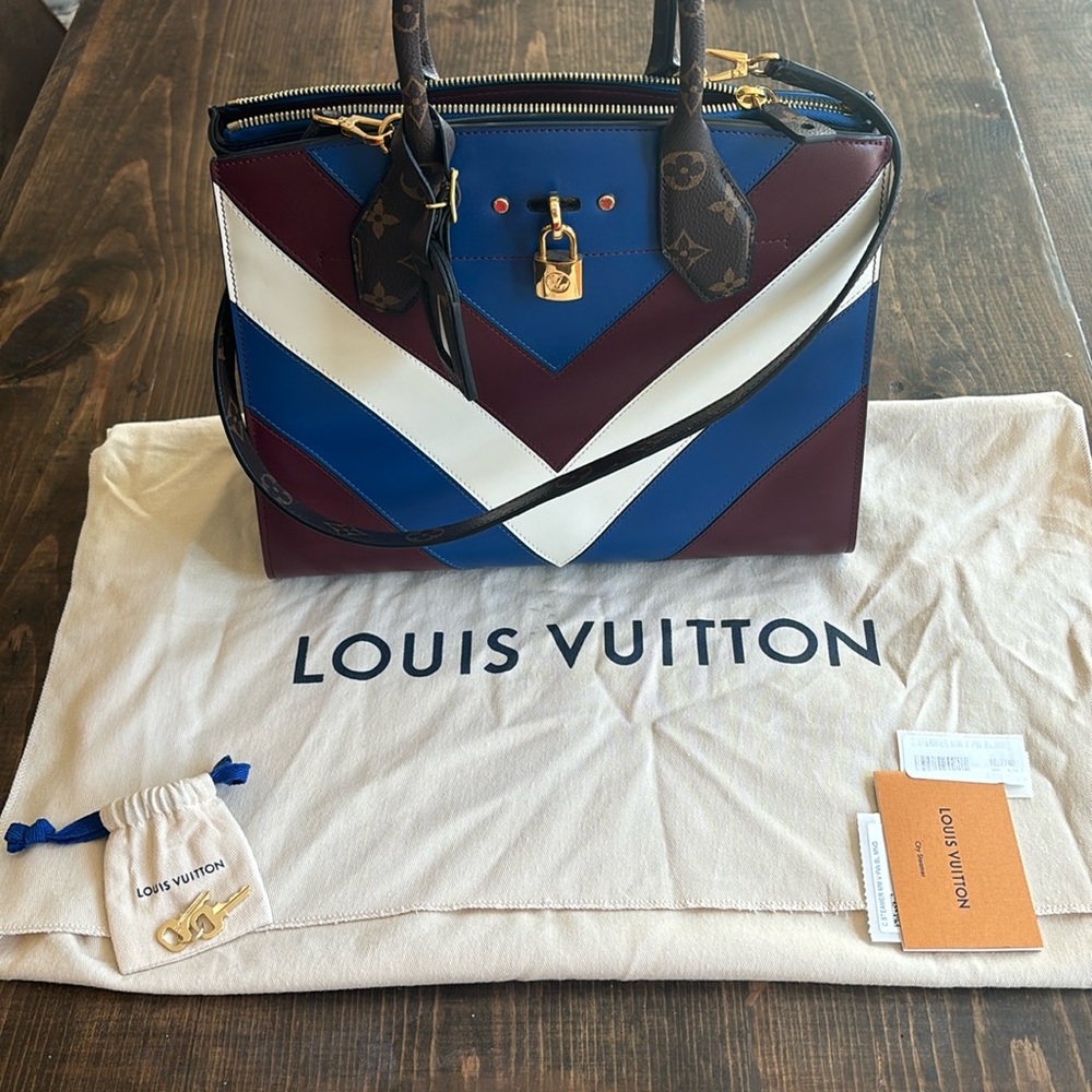 Louis Vuitton City Steamer Handbag Blue/Maroon
